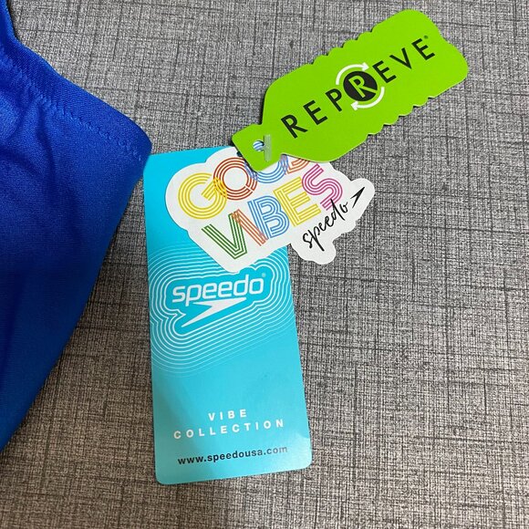 Speedo Women's Women's Color Blocked Tie Back Bikini Top. Sz Large - Picture 2 of 6